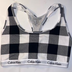Calvin Klein white and black plaid racer back bra